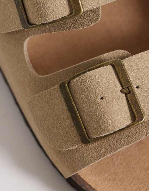 ASOS DESIGN - Sandalen met twee bandjes en kurken zool in stone, 3 van 4