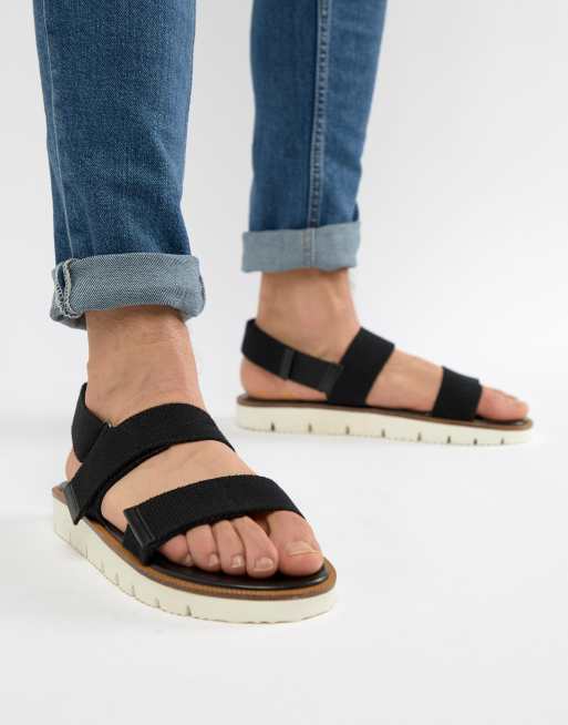 Asos Design Sandalen Mit Schwarzem Band Und Weisser Sohle Asos
