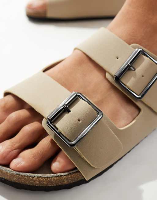 ASOS DESIGN - Sandalen van imitatiesuède met twee bandjes in stone, 3 van 4