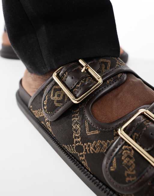 ASOS DESIGN – Sandaler med två remmar och monogrammönster, 4 av 4