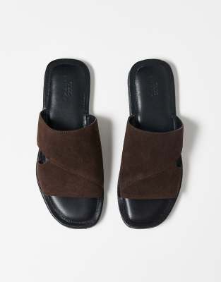 ASOS DESIGN - Sandales à brides en daim - Marron