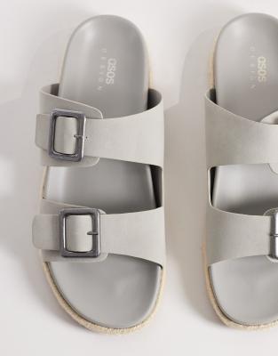 ASOS DESIGN - Sandales à deux brides à boucle - Gris