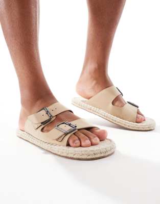 ASOS DESIGN - Sandales à double bride façon espadrilles - Taupe-Neutre