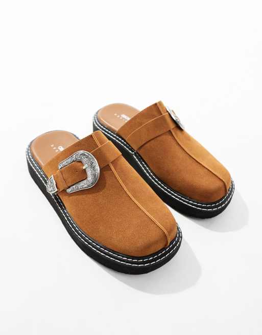 ASOS DESIGN - Sandales à enfiler style sabots avec semelle chunky - Fauve, 4 de 4