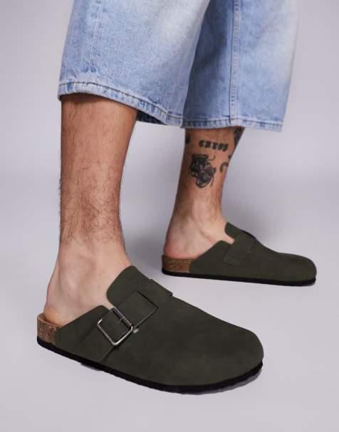 ASOS DESIGN - Sandales à enfiler style sabots avec semelle en liège - Kaki - view 1