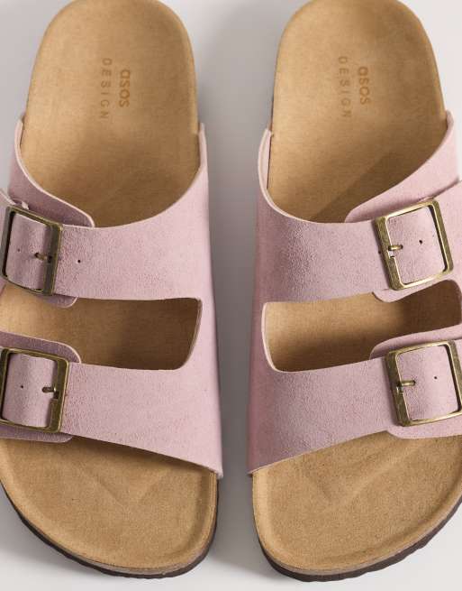 ASOS DESIGN - Sandales en daim contrecollé à deux brides avec semelle en liège - Rose clair, 2 de 4