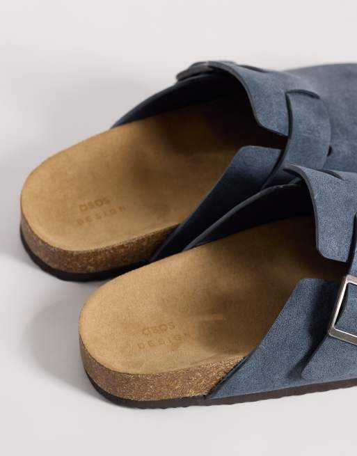 ASOS DESIGN - Sandales style mules en daim contrecollé avec semelle en liège - Bleu gris, 3 de 4