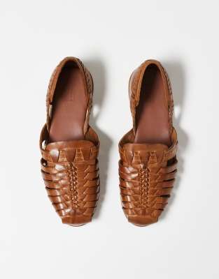 ASOS DESIGN - Sandales style pêcheur en cuir - Fauve-Marron