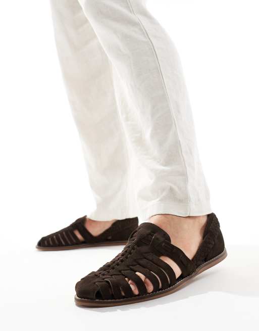 ASOS DESIGN - Sandales style pêcheur en daim - Marron