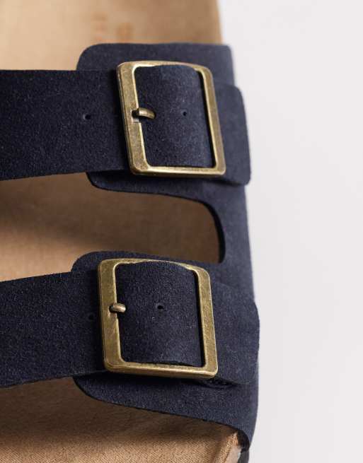 ASOS DESIGN - Sandali blu navy con due fascette e suola in sughero, 4 di 4