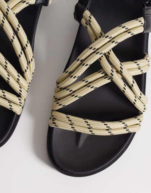 ASOS DESIGN - Sandali color pietra con fascette in corda incrociate, 2 di 4