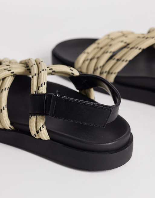 ASOS DESIGN - Sandali color pietra con fascette in corda incrociate, 4 di 4