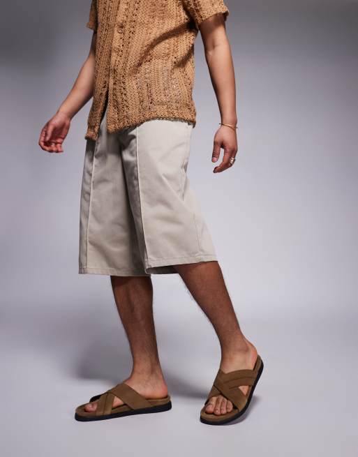 ASOS DESIGN - Sandali color pietra in camoscio con fascette incrociate, 2 di 4