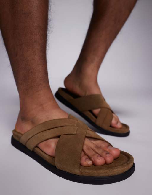 ASOS DESIGN - Sandali color pietra in camoscio con fascette incrociate, 3 di 4