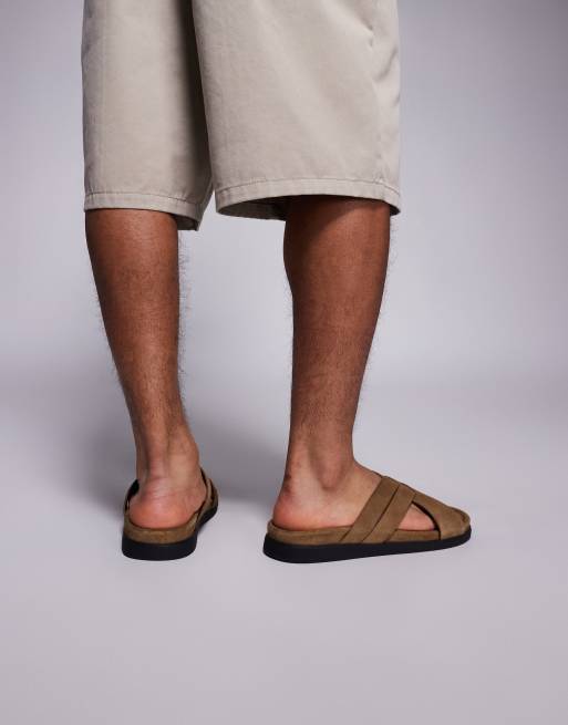 ASOS DESIGN - Sandali color pietra in camoscio con fascette incrociate, 4 di 4