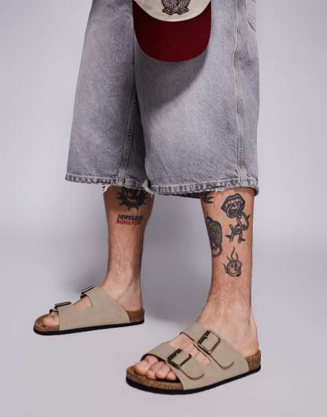 ASOS DESIGN - Sandali con cinturini color pietra con suola in sughero - view 1