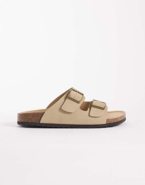 ASOS DESIGN - Sandali con due fascette e suola in sughero color pietra - view 1