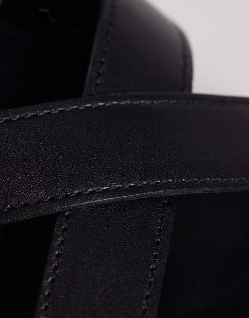 ASOS DESIGN - Sandali con fascette incrociate e fibbia in pelle nera, 3 di 4