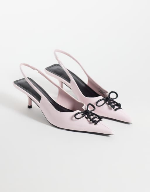 ASOS DESIGN sandali con tacco basso stringati rosa, 2 di 4