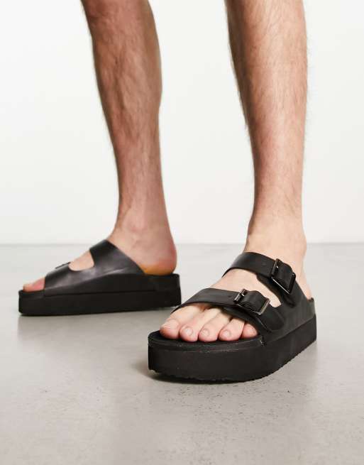 ASOS DESIGN - Sandali in pelle sintetica con due fascette e suola spessa, 4 di 4