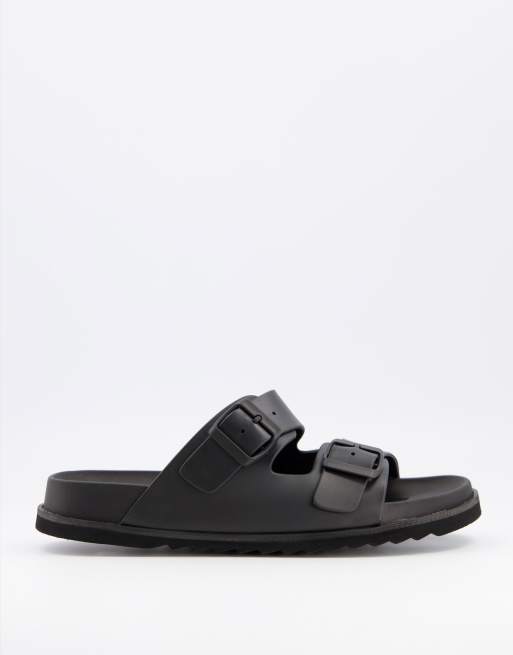 ASOS DESIGN - Sandali neri in gomma con fibbia