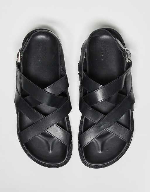 ASOS DESIGN - Sandali neri in pelle con fascette incrociate, 4 di 4
