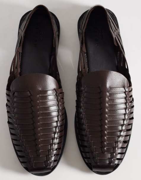 ASOS DESIGN - Sandali stile pescatore in pelle color marrone - view 1