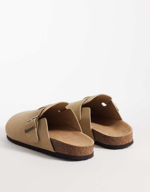 ASOS DESIGN - Sandali stile sabot color pietra con suola in sughero, 4 di 4