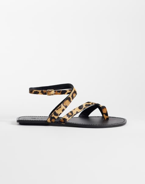 ASOS DESIGN Sandalia Friction con estampado de leopardo en piel auténtica - view 1