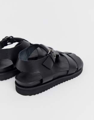 chunky sole black sandals