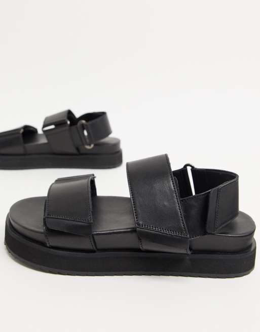 ASOS DESIGN sandals in black leather | ASOS