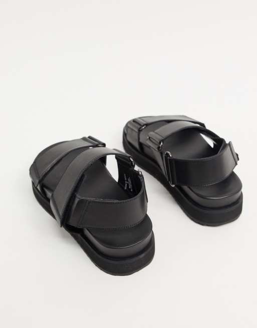 ASOS DESIGN sandals in black leather | ASOS