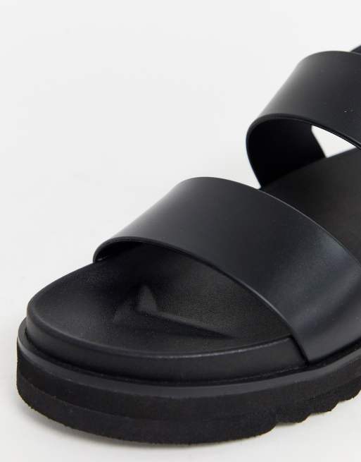 ASOS DESIGN Filter flip flops in black