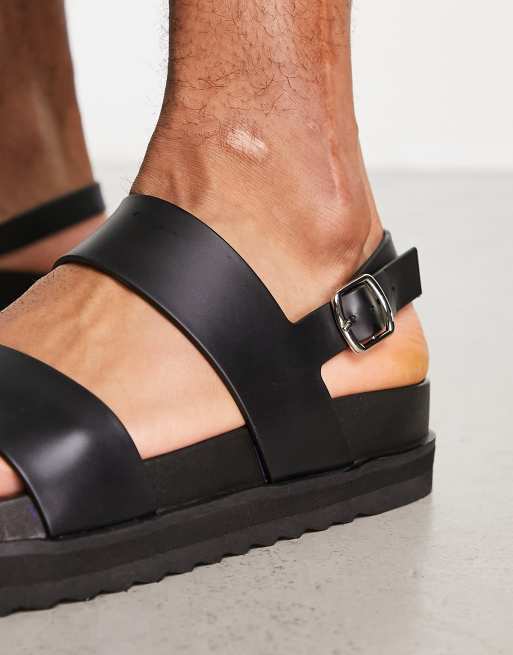 Asos design sandals best sale in black with buckle