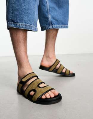 Asos Design Sandals In Khaki-green | ModeSens