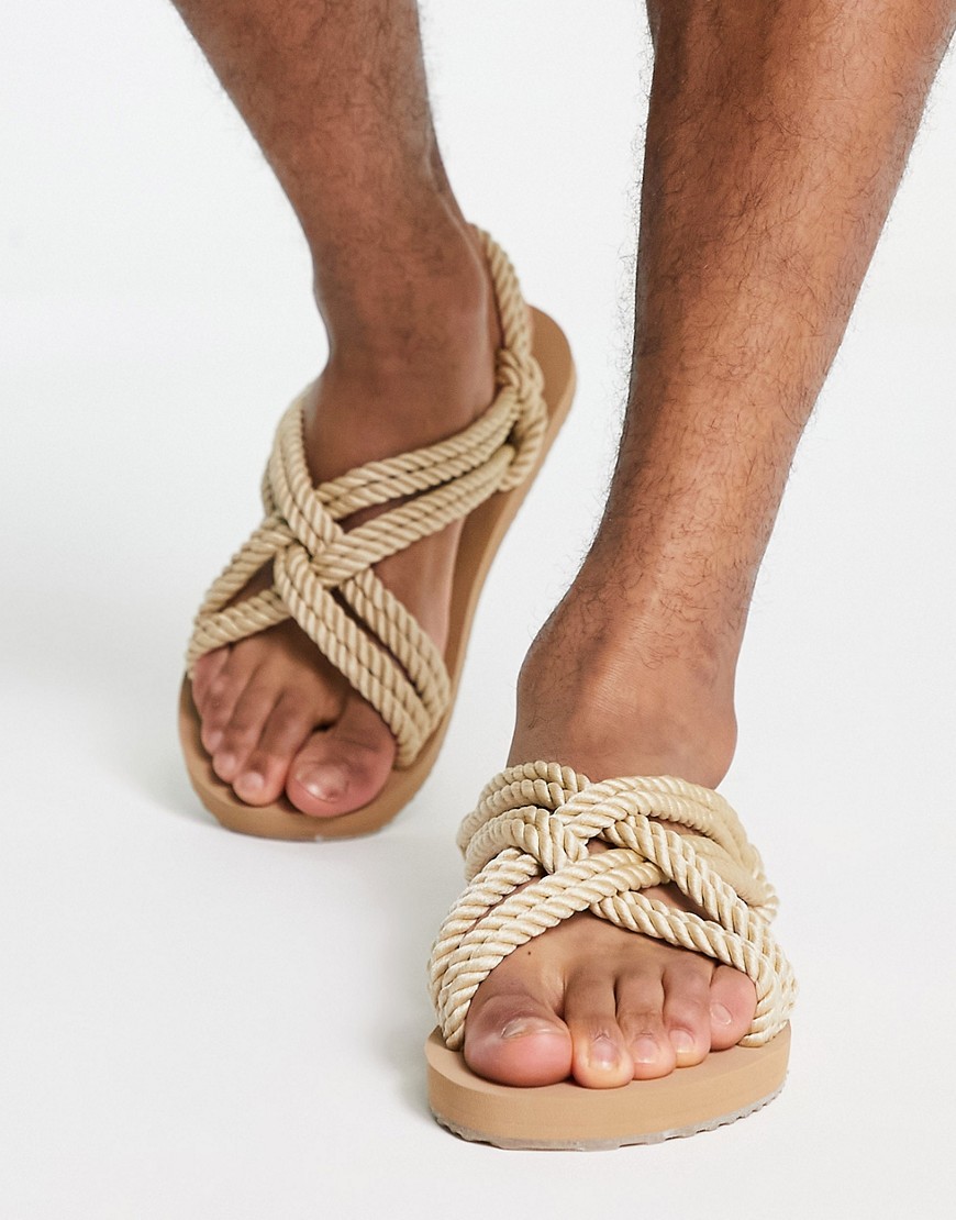 ASOS DESIGN sandals in natural rope-Neutral
