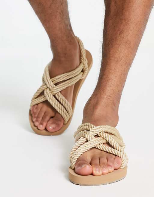 ASOS DESIGN sandals in natural rope