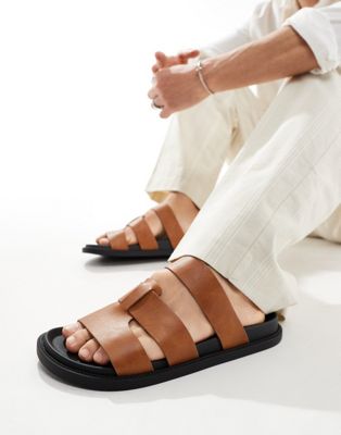 Asos Design Sandals In Tan-brown