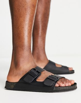  sandals in triple black with buckle