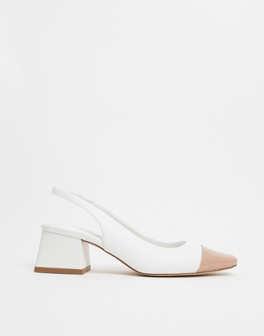 ASOS DESIGN Sanderson mid heels in beige/white-Multi
