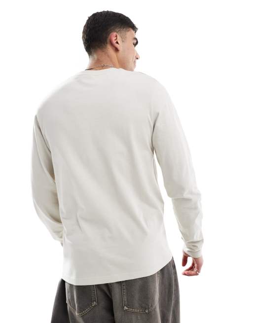 ASOS DESIGN – Sandfärgad bas-t-shirt med rund halsringning och långa ärmar, 4 av 4