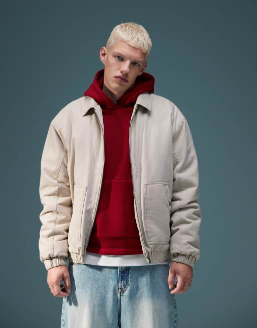 ASOS DESIGN – Sandfärgad Harrington-jacka i oversize-modell