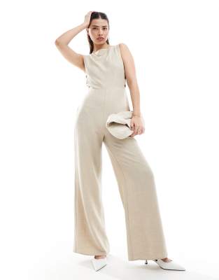 Kvinnors Jumpsuit Höghalsad Ribbad Elastisk Tyg
