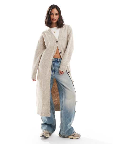 ASOS DESIGN – Sandfärgad kofta i maxilängd - view 1