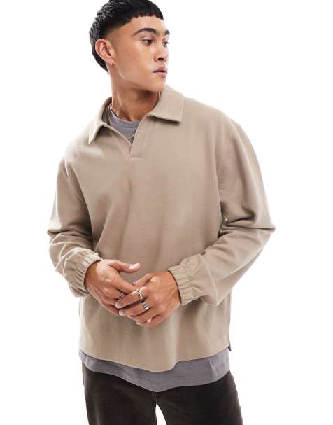 ASOS DESIGN – Sandfärgad rugbytröja i oversize - view 1