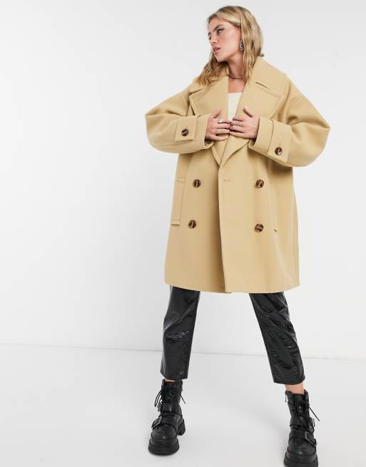 ASOS DESIGN – Sandfärgad skepparkavaj i oversize-modell