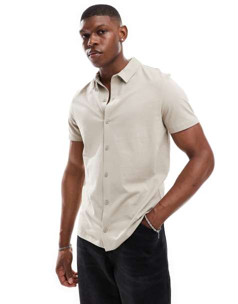 ASOS DESIGN – Sandfärgad skjorta i jersey - view 1