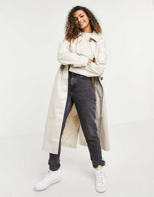 ASOS DESIGN – Sandfärgad trenchcoat i longline-modell