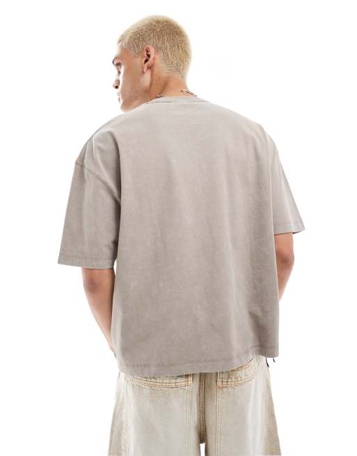 ASOS DESIGN – Sandfärgad, tvättad, kraftig t-shirt i oversize med boxig passform, 4 av 4