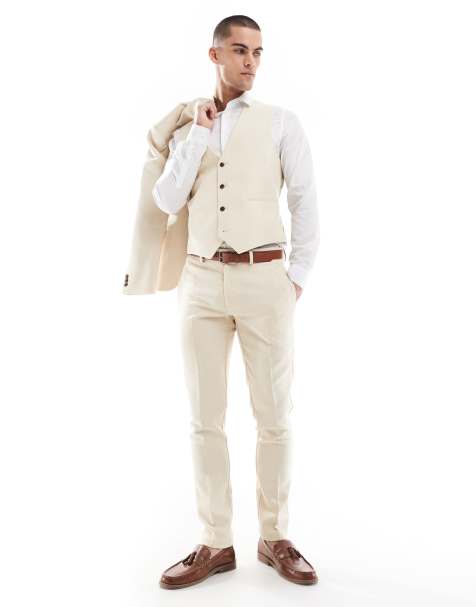 ASOS DESIGN – Sandfärgad, vävd kostym i ylleblandning med extra smal passform - view 1